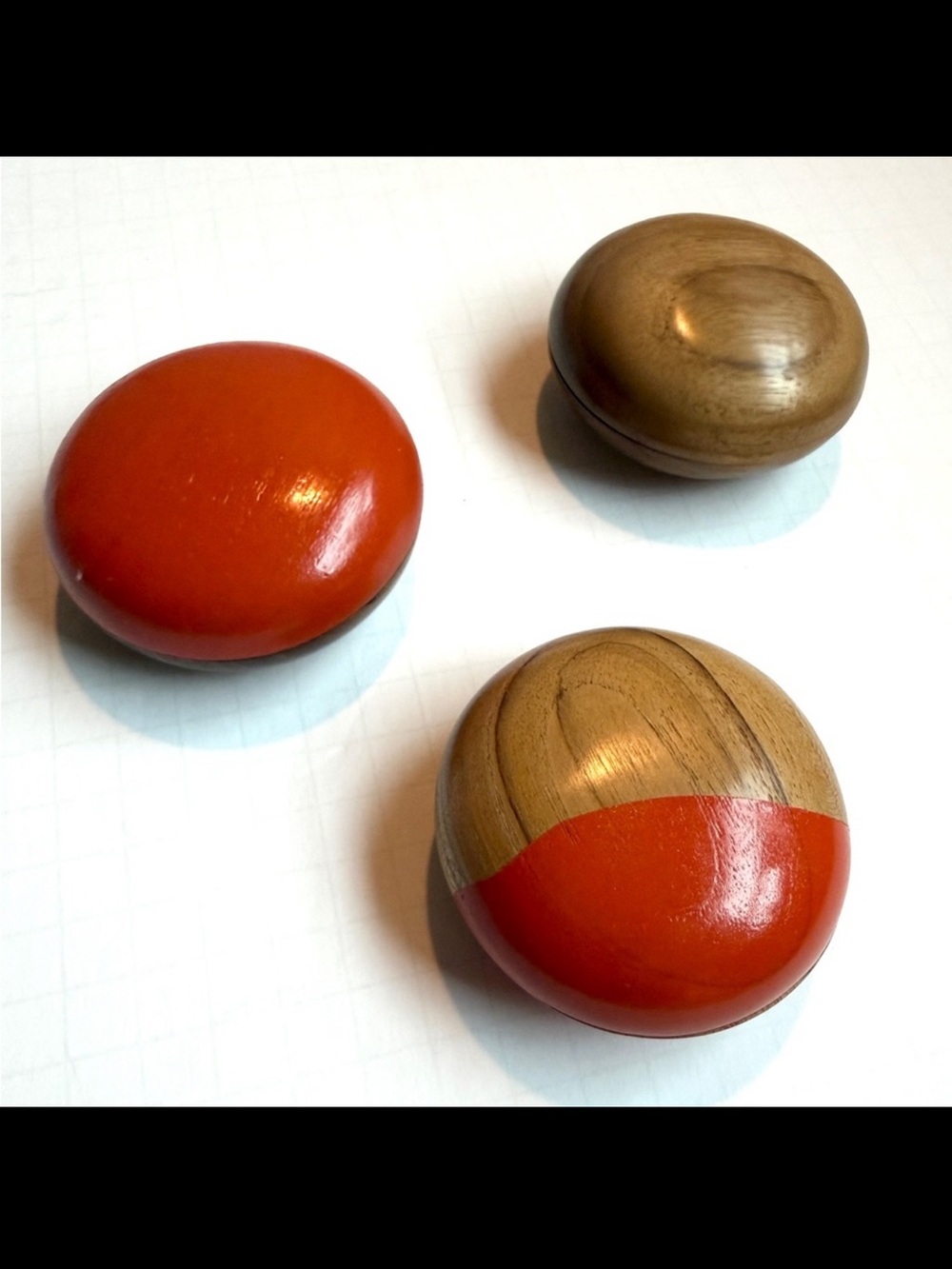 Wooden Decorative Containers with Orange Accents and Magnetic Lids